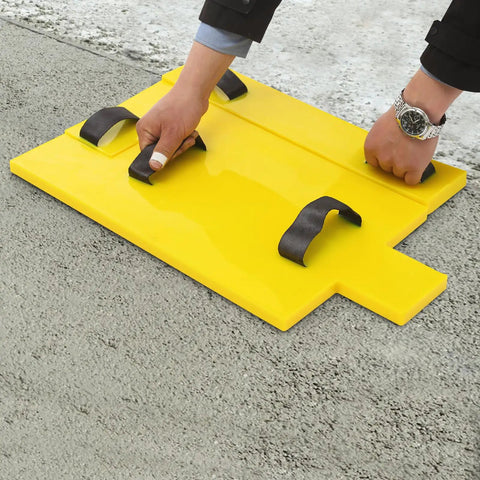 Person using Polyurethane Concrete Stamp Mat 19.69 By 11.81 Inches, With DIY Friendly Seamless Texture For Outdoor Decor on concrete surface.