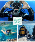 Diver using Octopus Regulator Necklace For Scuba Gear Made With Medical Grade Silicone Comfortable Fit And Secure Attachment Black 2 Pack