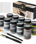 Chalk Furniture Paint Set With Nine Colors In Ultra Matte Finish, 60 Ml Bottles, Includes Liquid Wax, 2 Brushes, 3 Sandpapers