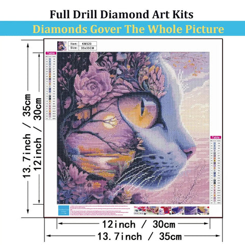 5D Diamond Painting Kit for Adults Dope Cherry Blossom Cat Diamond Art for Beginners DIY Full Round Drill 13.7x13.7 Inch