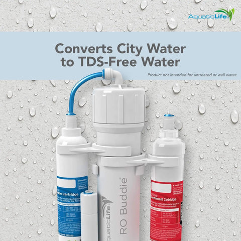 RO Buddie 3-Stage Aquarium Water Filter System For Fish Tanks And Fountains, Reverse Osmosis Filtration Unit That Delivers Clean Tap Water Fast, 100 GPD