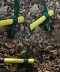 Two Piece 18 Inch Pickaxe And Mattock Hoe Set With Fiberglass Handle For Digging Weeding Flower Beds And Camping in garden soil