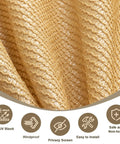 Close-up of sand-colored HDPE fabric from 8x12 Ft Sun Shade Cloth With Grommets For Pergola Patio Outdoor, 95 Percent UV Protection.