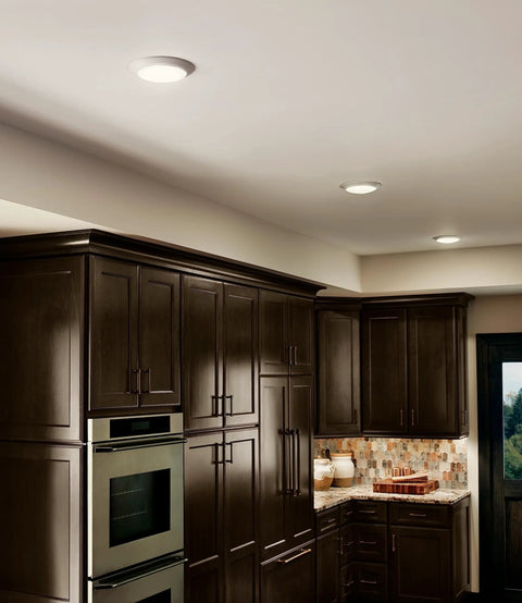 Dope LED Downlight 7.5 Inch Flush Mount Ceiling Light in White 3000K Dimmable in modern kitchen setting
