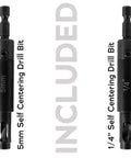 5mm and 1/4 inch self-centering drill bits included in Dual Sided Shelf Pin Jig With One Quarter Inch And Five Millimeter Self Centering Drill Bits, Adjustable Shelf Jig For Easy Alignment On Both Sides, Quick Setup Shelving Templates