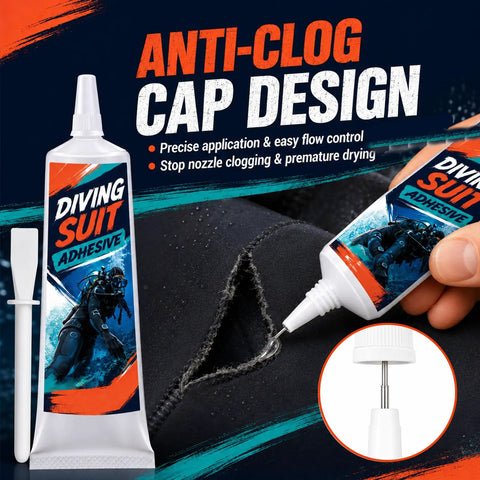 120 Gram Flexible Wetsuit Repair Adhesive Wader Patch Kit with anti-clog cap design for precise application on wetsuits.