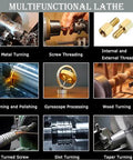 Precision 8X16 Metal Bench Lathe Featuring Auto Metric To Inch Thread Switching 1100W Brushless Motor Delivering Killer Accuracy for various machining tasks.