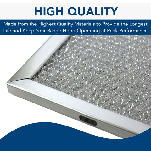 Close-up of Aluminum Replacement Range Hood Filter For 30 Inch QS1 WS1 Hoods, Fits QSE1 And More, 11.8 x 14.3 x 0.37 Inches, 2 Pack