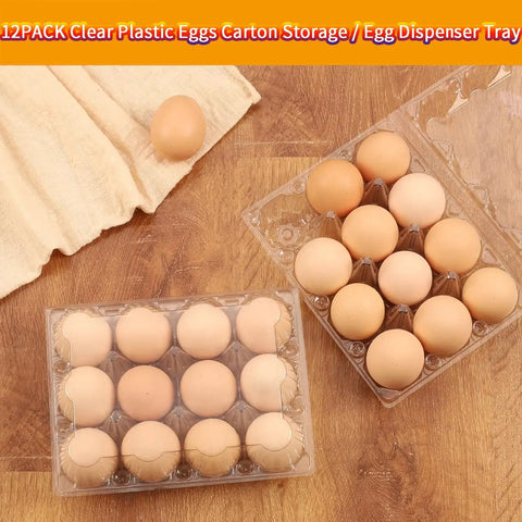 12 Count Clear Plastic Egg Cartons Bulk Pack With Sturdy Snap Lids No Fuss Reusable Egg Storage For Farm Market Or Family Kitchen