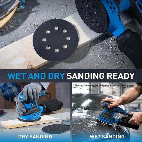 Get That Shiny Finish With These 100 Assorted 5 Inch Wet Dry Sanding Discs featuring 8 holes hook and loop design for various surfaces.