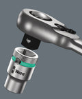 Zyklop Metal Ratchet With Switch Lever And One Quarter Inch Drive, ultra slim handle, ball lock and socket