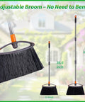 Heavy Duty Broom With Collapsible Handle For Indoor Outdoor Sweeping, Stiff Bristles Tackle Pet Hair Dust And Grime On Wood Or Tile Floors, Gray Real Workhorse Cleaner That Gets It Done, adjustable design.