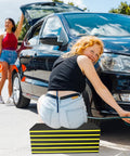 Person using Foldable One Point Two Inch Thick Mechanic Kneeling Pad For Working Under Cars With Magnetic Creeper Handle Waterproof Floor Mat