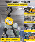 Go To Handheld Mini Lever Chain Hoist Half Ton 10 Foot G80 Alloy Steel Chain displayed in a factory setting with applications shown.