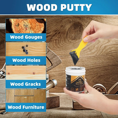 Black Wood Filler Paste Kit High Performance Wood Hole Filler For Cracks And Dings Paintable Stainable Sandable 9.87 Ounce