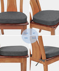 Thickened Two Point Five Inch U Shape Chair Cushion For A Cozy Comfy Seat With High Density Foam Breathable Woven Fabric Slip Resistant Bottom Removable Washable Cover Great For Kitchen And Dining Dark Gray 1 Piece on a wooden chair in various angles.