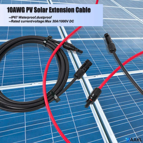 10 AWG Solar Extension Cable 30 Ft For Roof PV Systems With Male And Female Connectors on solar panels