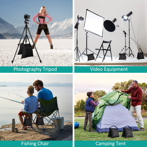 4 Pack Sandbags For Lighting Stands And Photo Gear Heavy Duty Backdrop Tripod Canopy Umbrella Base And Outdoor Setup