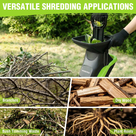 Electric Wood Chipper For Yard Cleanup With 15 Amp Motor, 4300 RPM, 1.73 Inch Cutting Capacity, 14 To 1 Reduction