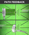 Premium Golf Hitting Mat With Swing Path Feedback showing club path feedback on green velvet surface