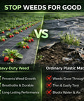 Comparison of Heavy Duty Weed Barrier Landscape Fabric With Woven Geotextile Ground Cover versus ordinary plastic mat.
