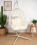 Chill Ready Egg Shaped Hammock Chair for Indoor and Outdoor Use with removable washable cushion and breathable woven design