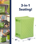 Built Tough 3 Level Work And Garden Seat With Flip Heights At 9, 12 And 15 Inches, One Piece Weatherproof Construction, Green