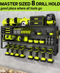 Beefy 32 Inch Heavy Duty Power Tool Organizer Wall Mount With Four Layers And Eight Drill Holders Metal Cordless Tool Storage