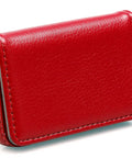 Red Leather Minimalist RFID Blocking Wallet With Magnetic Card Holder For Business Cards And Everyday Essentials, slick and durable.