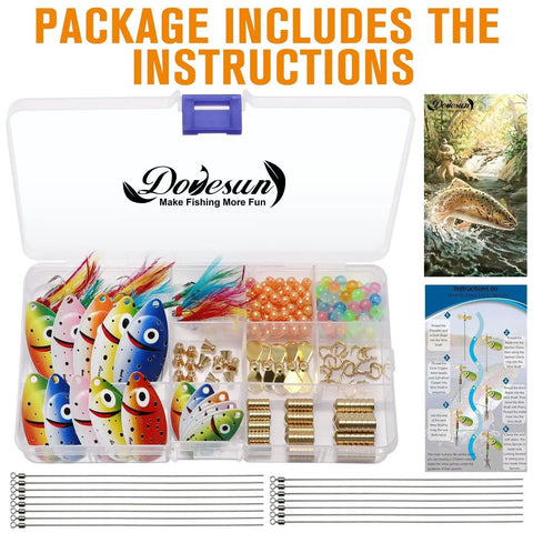 DIY Spinner Lure Kit For Bass Fishing With Inline Spinner Baits, 228-Piece Pack, Tackle Box Included, Copper Colorado Blades In 5 Colors, Freshwater