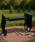 10.6 Inch Wider And Thicker Cushioned Comfy Garden Kneeler And Seat Folding Bench for knee and back pain relief in garden setting.