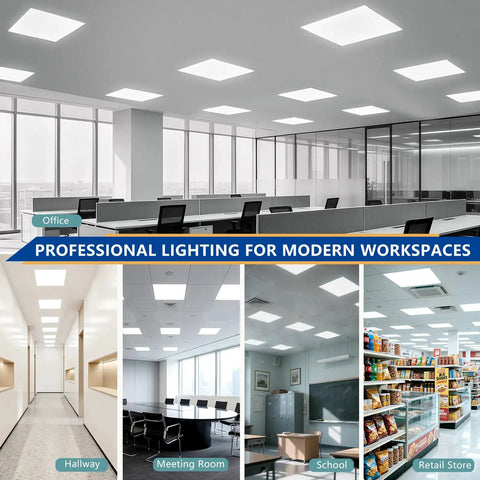 Office with 2x2 Backlit LED Panel Light With Boss Level Bright Output, 20W To 40W Options, Up To 6000 Lumens, 4 CCT Tunable