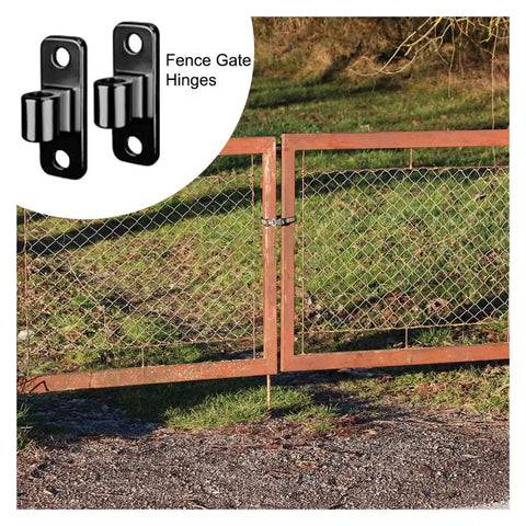 Badass Heavy Duty T Straps Four Pack Flat Matte Black Barn Door Hardware Kit With No Sweat Installation And Top Shelf Steel Build For Handy Wood Gate Assembly, showing matte black steel hinges on a wooden gate.