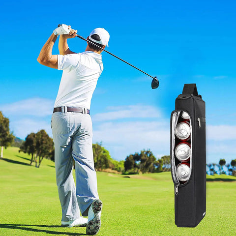 Golfer on course with Insulated Golf Cooler Bag For Men, Lightweight 600D Oxford, Leakproof And Water Resistant, side view