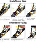 Instructions for using Two Pack 2 Inch Endless Ratchet Straps, 20 Feet Long, Heavy Duty Tie Down Straps With 8000 Lbs Break Strength
