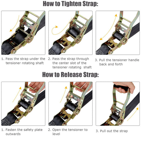 Instructions for using Two Pack 2 Inch Endless Ratchet Straps, 20 Feet Long, Heavy Duty Tie Down Straps With 8000 Lbs Break Strength