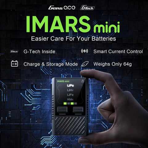Hand holding Imars Mini G Tech Charger With 65W Type C PD Adapter display against digital background