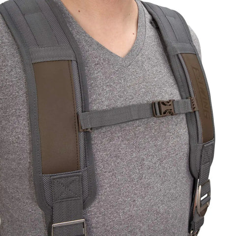 Cooling Mesh Padded Tool Belt Suspenders With Heavy Duty Steel Hardware, Chest Strap, And Adjustable Fit, on person