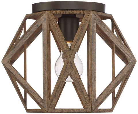Rustic Flush Mount Ceiling Light featuring a hexagon wood frame design, 12.5 inch size, perfect for enhancing modern living spaces.
