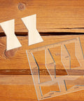 Heavy Duty Acrylic Butterfly Router Templates And Bowtie Jig Kit For Knockout Woodworking Inlay Results 8 By 7 Inch Clear Frame on wood.