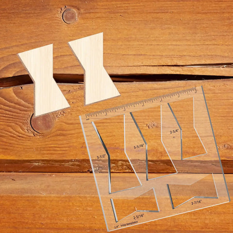 Heavy Duty Acrylic Butterfly Router Templates And Bowtie Jig Kit For Knockout Woodworking Inlay Results 8 By 7 Inch Clear Frame on wood.