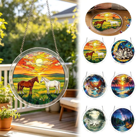 Unique Branches Of Love Acrylic Catcher Puzzle Kit for Doors Garden and Window Hanging with horse design in sunlight
