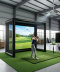 Inflatable Golf Simulator Enclosure With White Projection Screen, Portable Practice Net Tent For Indoor Outdoor Use, 1.5m L By 3.5m W By 2.8m H, Includes Air Pump For Home Garage Office Training