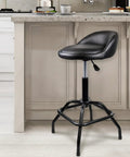 Garage Shop Stool With Backrest Height Adjustable Pneumatic Bar Stool 25 To 31 Inches Swivel Counter Height Seating in kitchen
