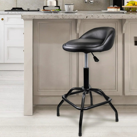 Garage Shop Stool With Backrest Height Adjustable Pneumatic Bar Stool 25 To 31 Inches Swivel Counter Height Seating in kitchen
