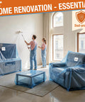 Blue Clear Plastic Chair Cover For Large Sofa And Couch Storage And Transport, Waterproof And Dustproof, Includes Label Windows