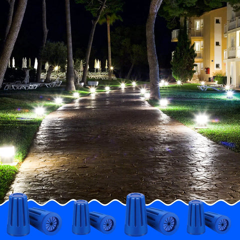 Blue 40-piece waterproof outdoor electrical connector set with landscape wire splices for wet locations