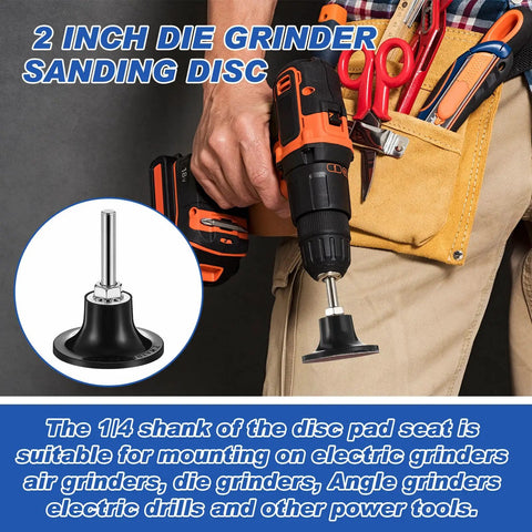 12 Pack 2 Inch Quick Change Disc Pad Holder Roll Lock System With Quarter Inch Shank for Die Grinder in use