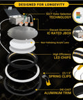 Components of the Six Inch Black Gimbal LED Recessed Canless Wafer Lights With 5 CCTs 2700K To 5000K, Dimmable 1050 Lumen, 12W Downlight