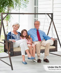 7 Foot Rattan Porch Swing Frame Heavy Duty Outdoor Stand With Metal Frame 4 Hanging Rings Sturdy Built To Last